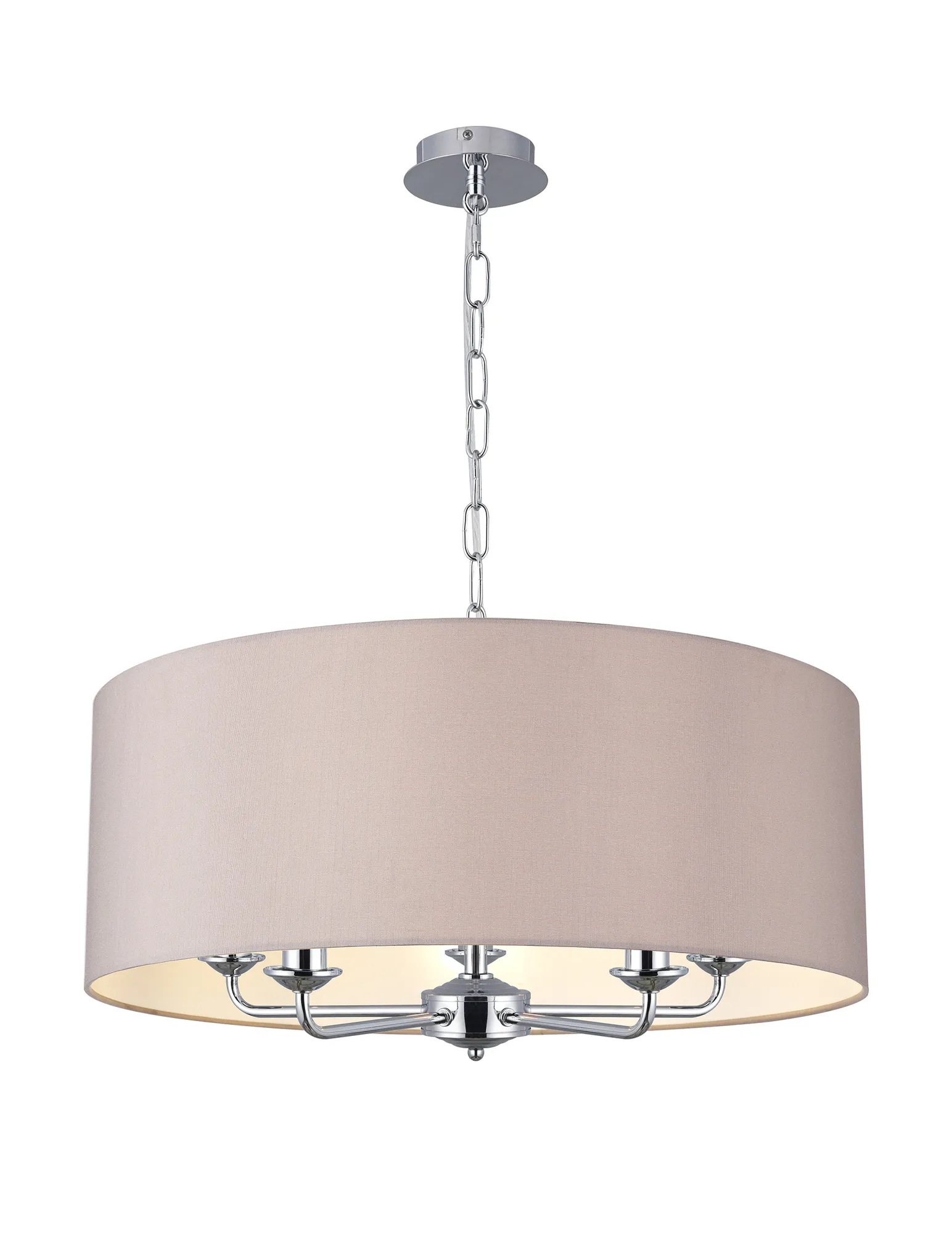 Banyan 60cm 5 Light Pendant Polished Chrome; Grey DK0651  Deco Banyan CH GR